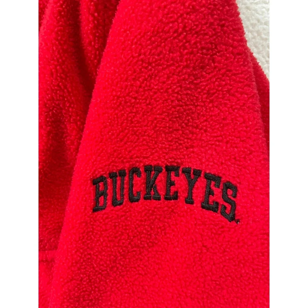 Vintage 90s Pro Player Mens XL Fleece Jacket Red Ohio State Buckeyes Full Zip